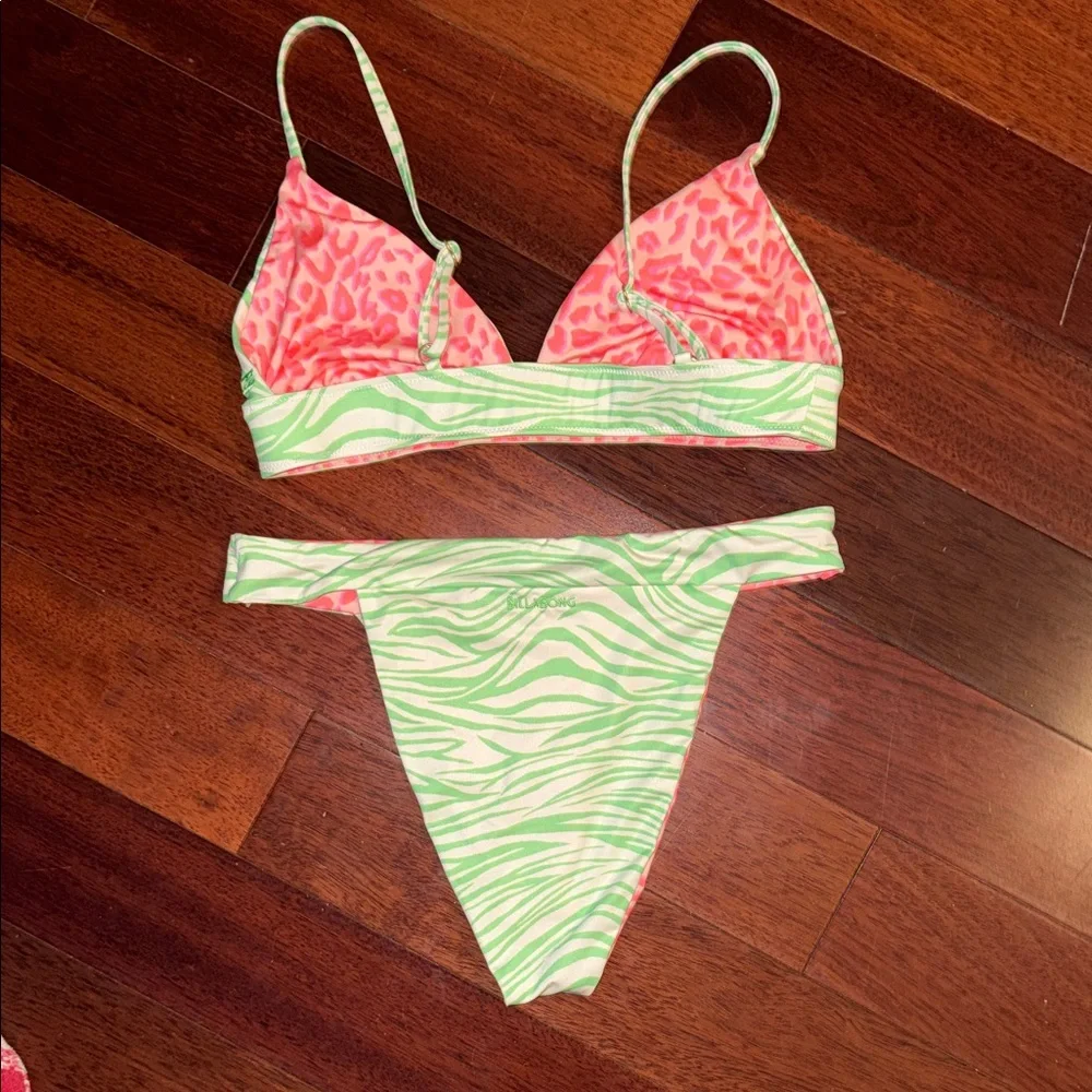 Billabong Green and Pink Zebra Bikini - Picture 2 of 4